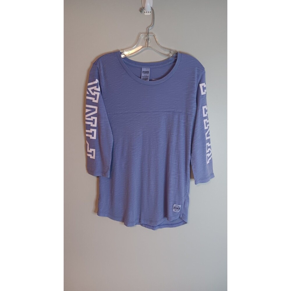 Pink By Victoria's Secret Purple Tee Shirt Logo 3/4 Sleeve Small
